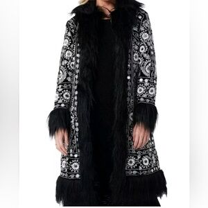 Talisman fur trim, embellished and beaded coat